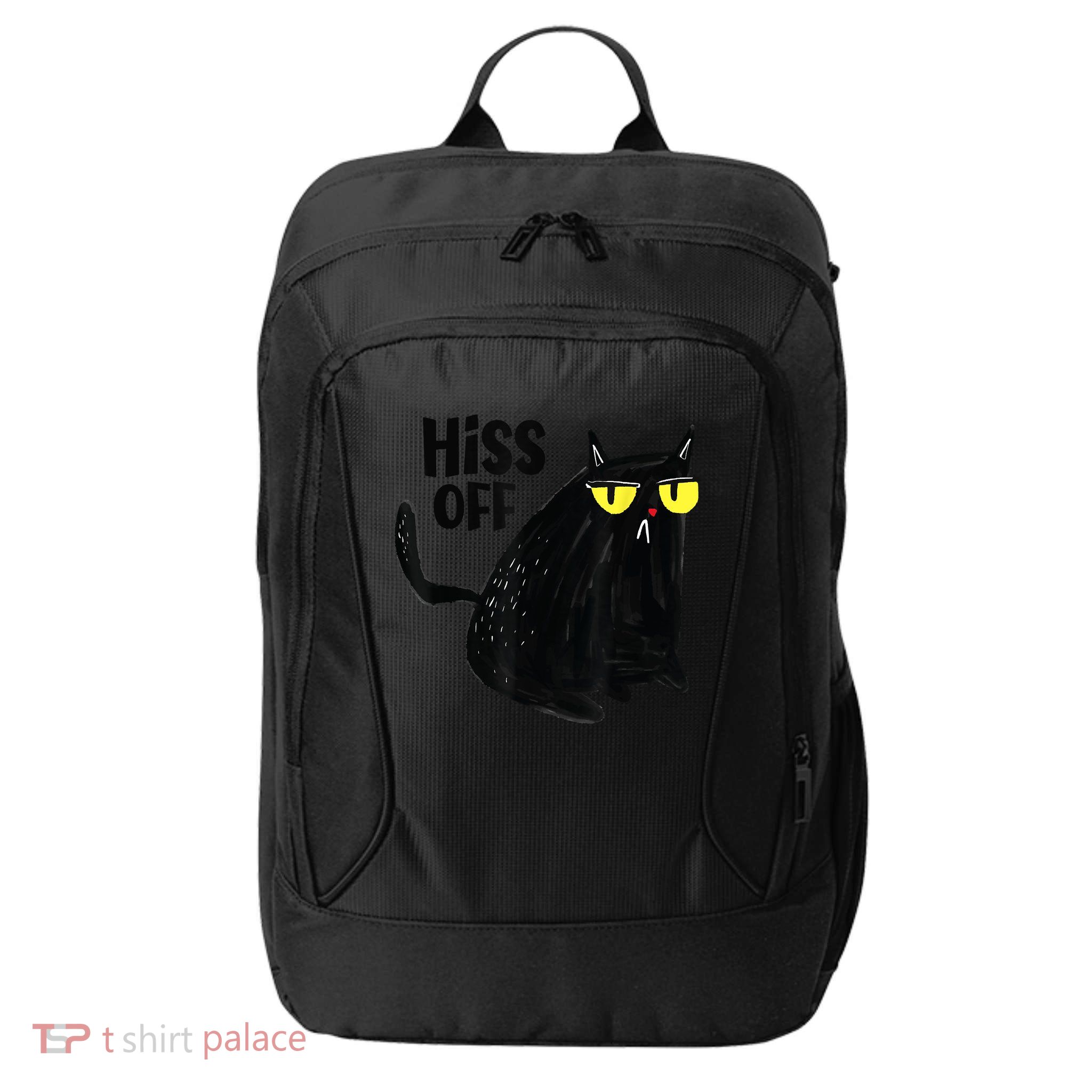 Black Cat Hiss Off Meow Cat Gifts City Backpack