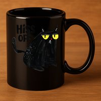 Black Cat Hiss Off Meow Cat Gifts 11oz C Handle Ceramic Mug