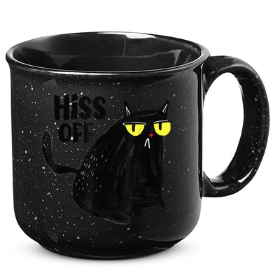 Black Cat Hiss Off Meow Cat Gifts 15oz Campfire Ceramic Mug