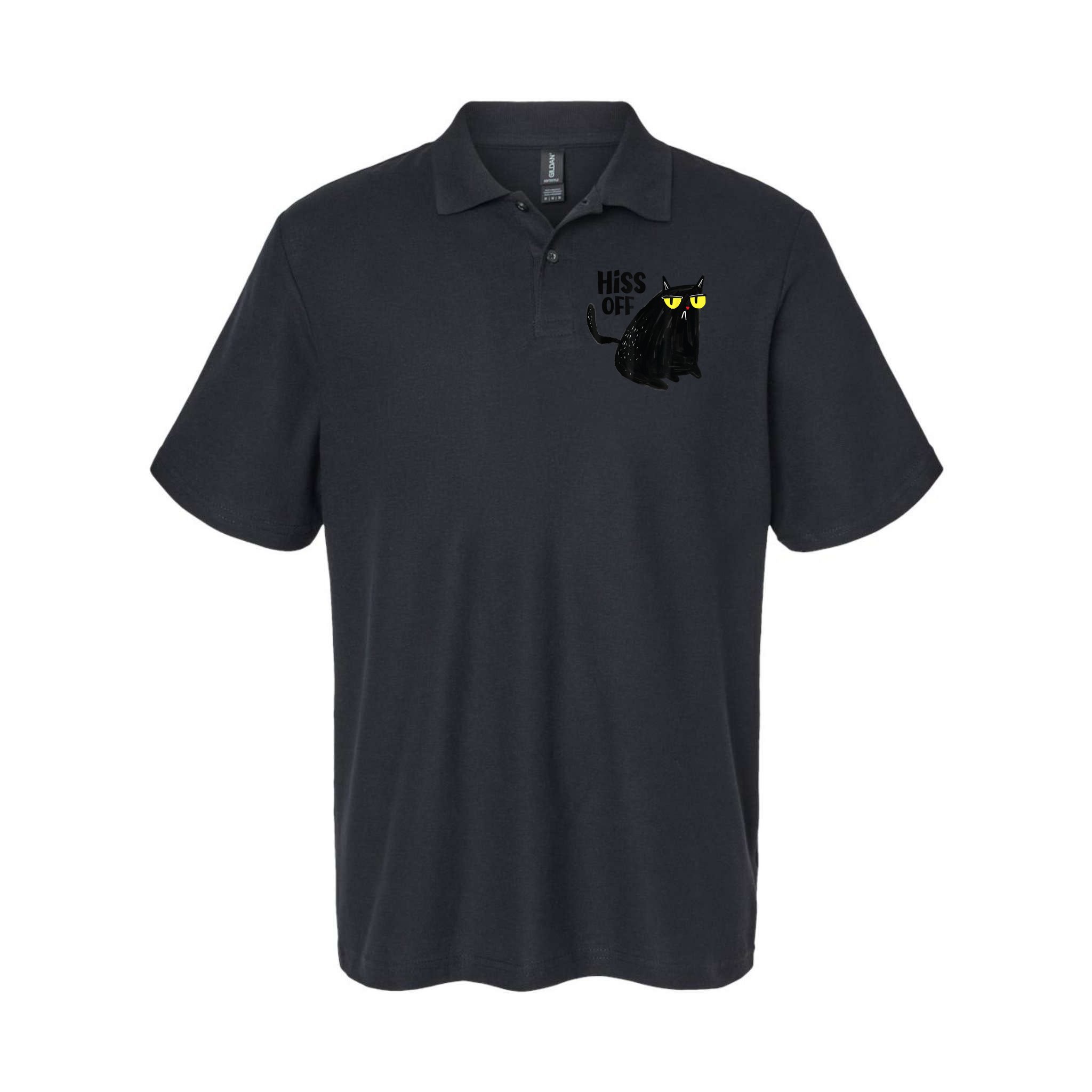 Black Cat Hiss Off Meow Cat Gifts Polo