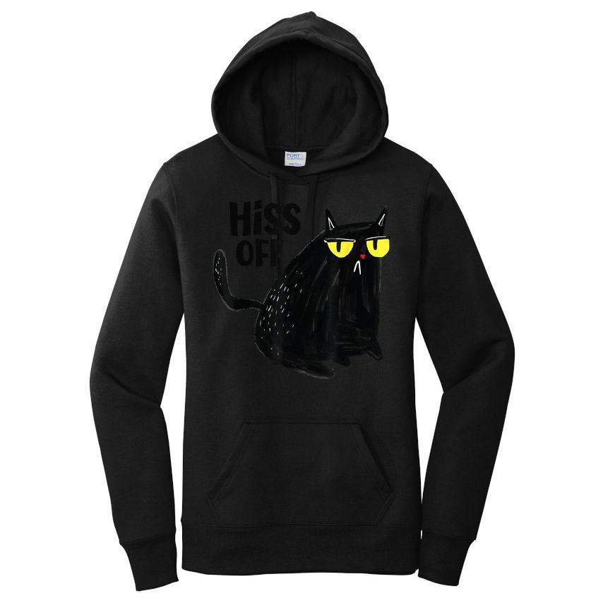 Black Cat Hiss Off Meow Cat Gifts Women's Pullover Hoodie