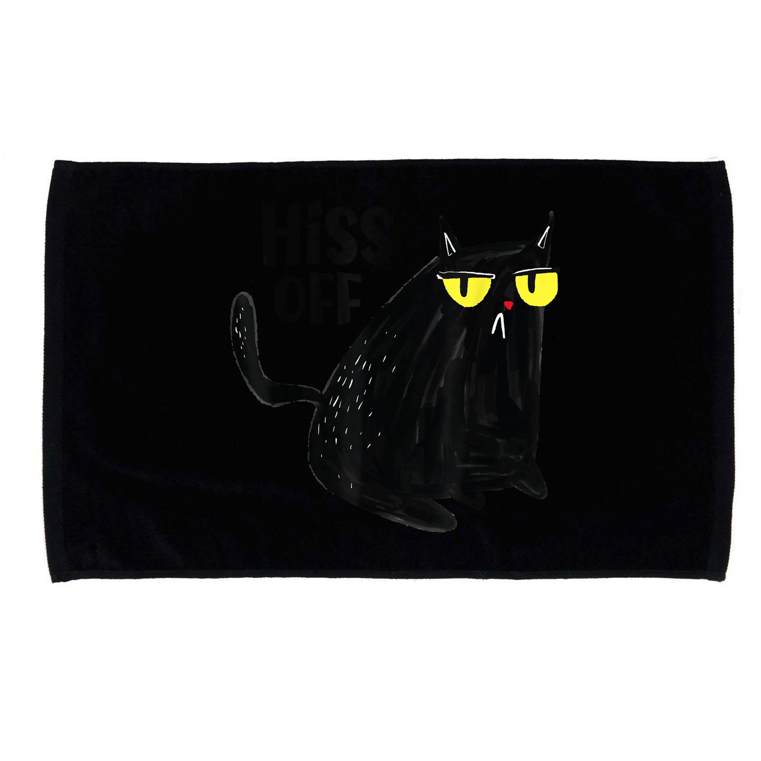 Black Cat Hiss Off Meow Cat Gifts Microfiber Hand Towel