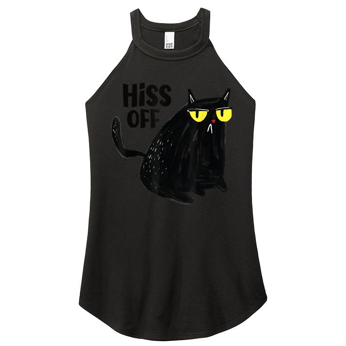 Black Cat Hiss Off Meow Cat Gifts Women's Perfect Tri Rocker Tank