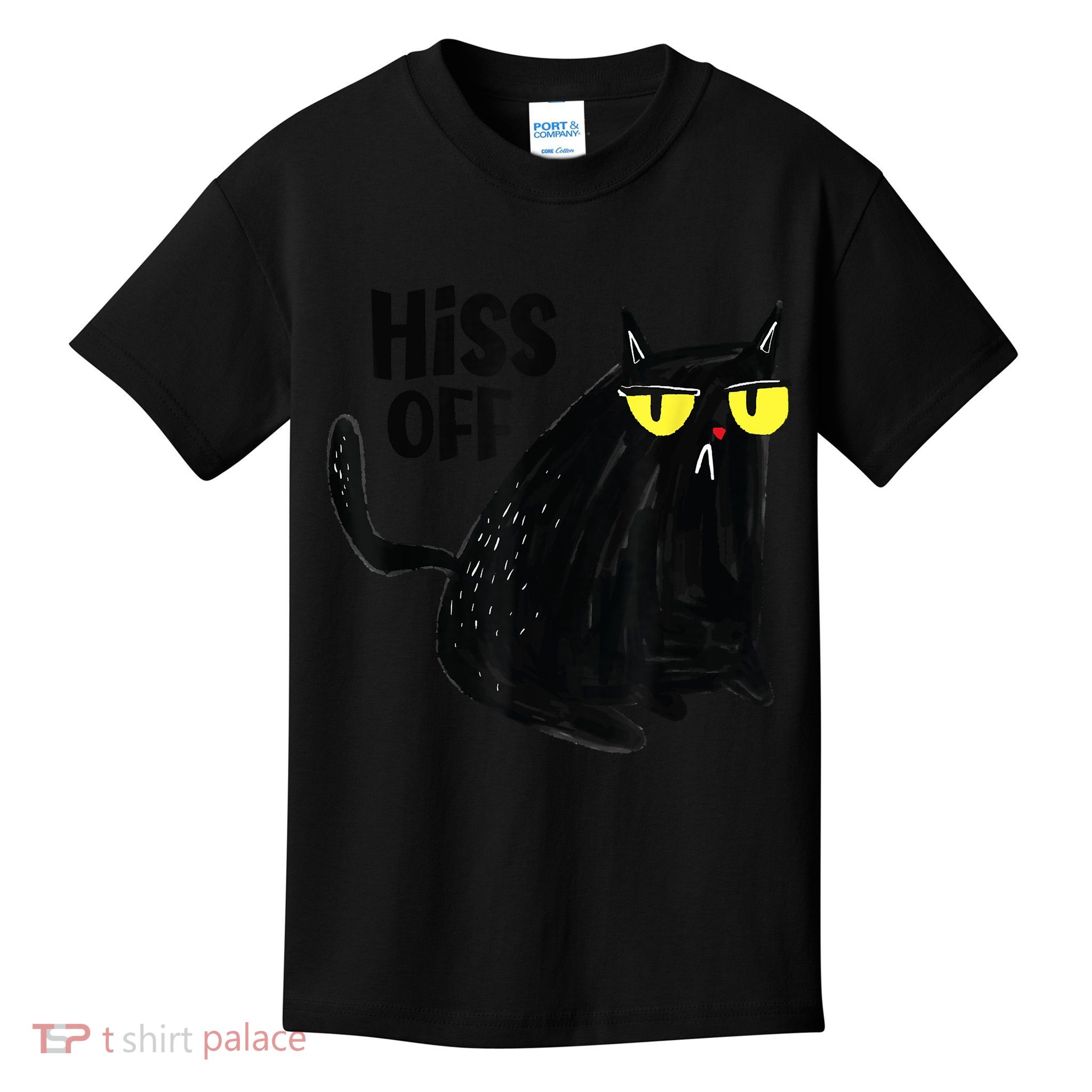 Black Cat Hiss Off Meow Cat Gifts Kids T-Shirt