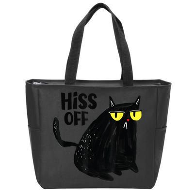Black Cat Hiss Off Meow Cat Gifts Zip Tote Bag