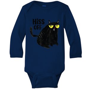 Black Cat Hiss Off Meow Cat Gifts Baby Long Sleeve Bodysuit