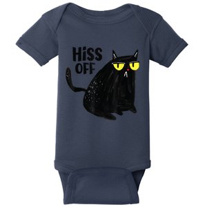 Black Cat Hiss Off Meow Cat Gifts Baby Bodysuit