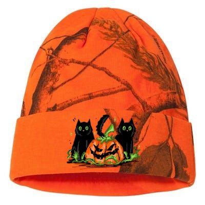 Black Cat Halloween Cute Pumpkin Kati Licensed 12" Camo Beanie