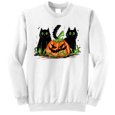 Black Cat Halloween Cute Pumpkin Sweatshirt