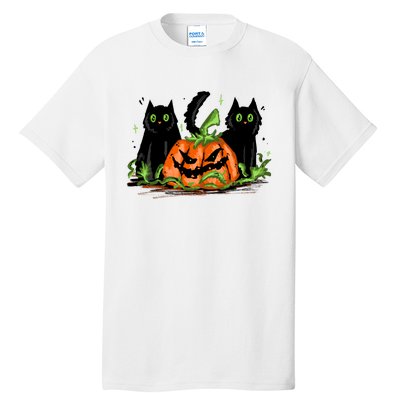 Black Cat Halloween Cute Pumpkin Tall T-Shirt