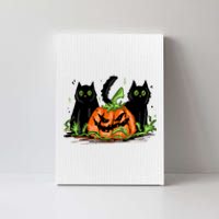 Black Cat Halloween Cute Pumpkin Canvas