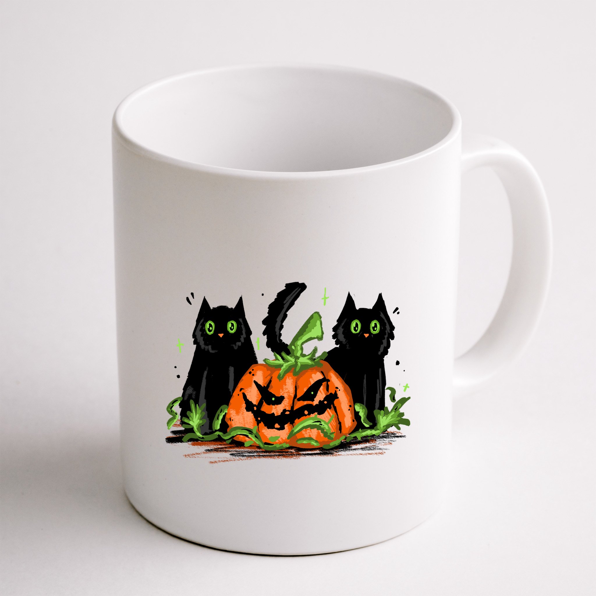 Black Cat Halloween Cute Pumpkin Mug