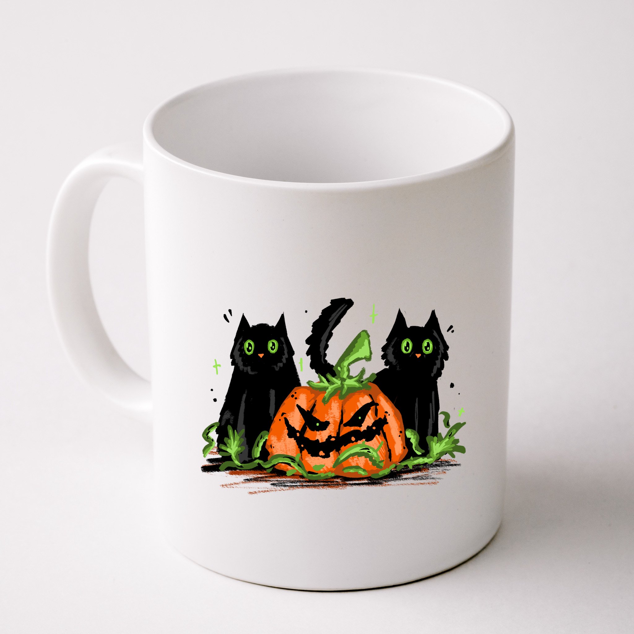 Black Cat Halloween Cute Pumpkin Mug