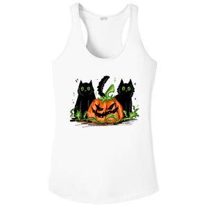 Black Cat Halloween Cute Pumpkin Ladies PosiCharge Competitor Racerback Tank