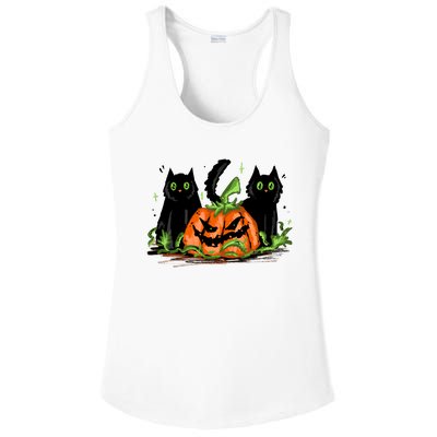 Black Cat Halloween Cute Pumpkin Ladies PosiCharge Competitor Racerback Tank