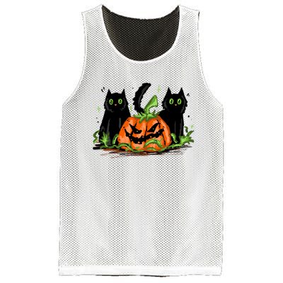 Black Cat Halloween Cute Pumpkin Mesh Reversible Basketball Jersey Tank