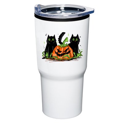 Black Cat Halloween Cute Pumpkin Tumbler