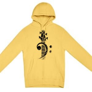 Bass Cleff Headstock Bass Guitar Premium Pullover Hoodie