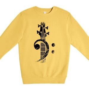 Bass Cleff Headstock Bass Guitar Premium Crewneck Sweatshirt