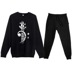 Bass Cleff Headstock Bass Guitar Premium Crewneck Sweatsuit Set