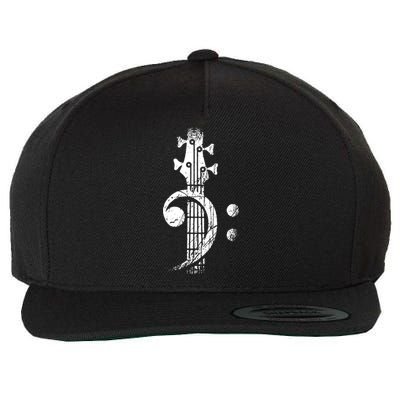 Bass Cleff Headstock Bass Guitar Wool Snapback Cap