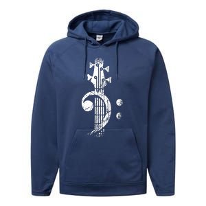 Bass Cleff Headstock Bass Guitar Performance Fleece Hoodie