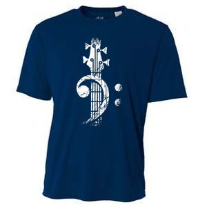 Bass Cleff Headstock Bass Guitar Cooling Performance Crew T-Shirt