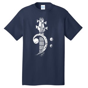 Bass Cleff Headstock Bass Guitar Tall T-Shirt