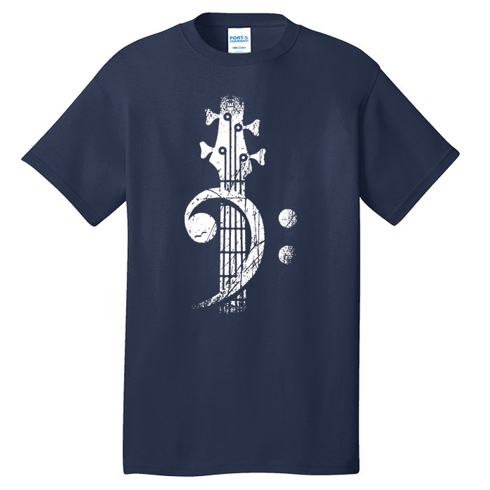 Bass Cleff Headstock Bass Guitar Tall T-Shirt