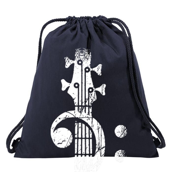 Bass Cleff Headstock Bass Guitar Drawstring Bag