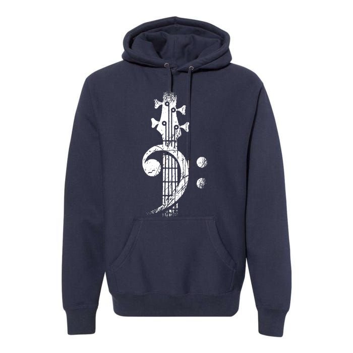 Bass Cleff Headstock Bass Guitar Premium Hoodie