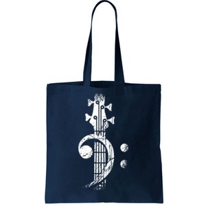 Bass Cleff Headstock Bass Guitar Tote Bag