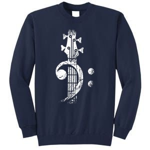 Bass Cleff Headstock Bass Guitar Tall Sweatshirt