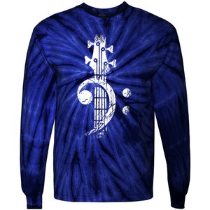 Bass Cleff Headstock Bass Guitar Tie-Dye Long Sleeve Shirt