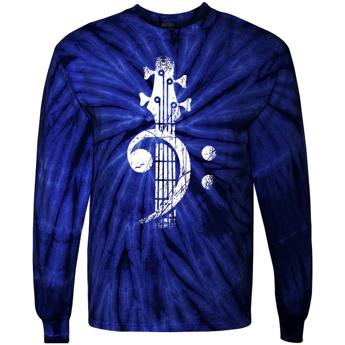 Bass Cleff Headstock Bass Guitar Tie-Dye Long Sleeve Shirt