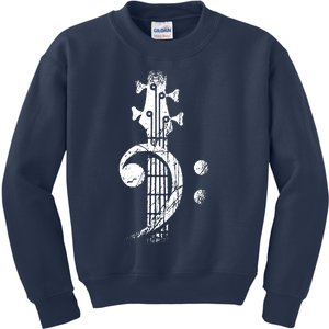 Bass Cleff Headstock Bass Guitar Kids Sweatshirt