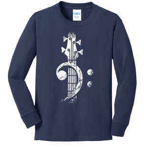 Bass Cleff Headstock Bass Guitar Kids Long Sleeve Shirt