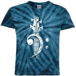 Bass Cleff Headstock Bass Guitar Kids Tie-Dye T-Shirt