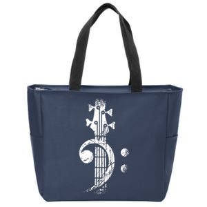 Bass Cleff Headstock Bass Guitar Zip Tote Bag