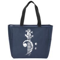 Bass Cleff Headstock Bass Guitar Zip Tote Bag