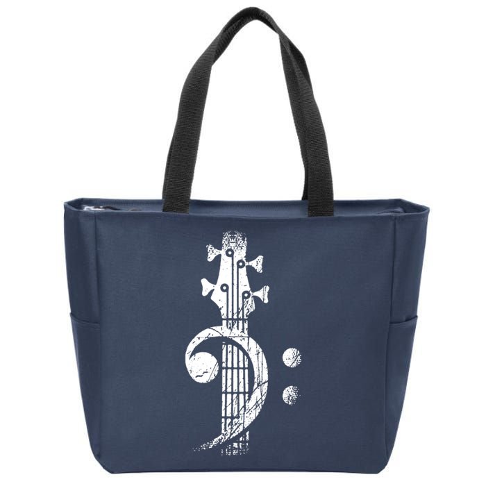 Bass Cleff Headstock Bass Guitar Zip Tote Bag