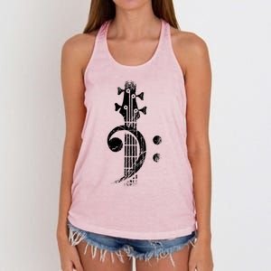 Bass Cleff Headstock Bass Guitar Women's Knotted Racerback Tank