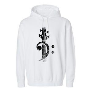 Bass Cleff Headstock Bass Guitar Garment-Dyed Fleece Hoodie