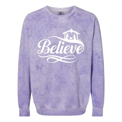 Believe Christmas Holiday Jesus Faith Xmas Holiday Colorblast Crewneck Sweatshirt