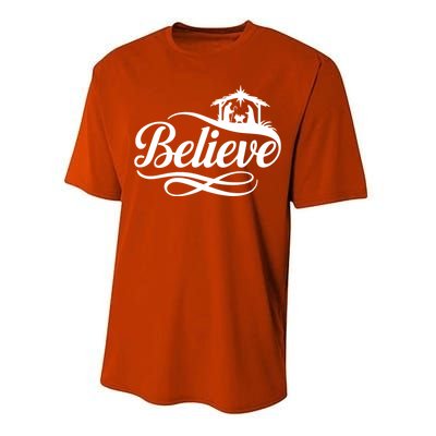 Believe Christmas Holiday Jesus Faith Xmas Holiday Performance Sprint T-Shirt