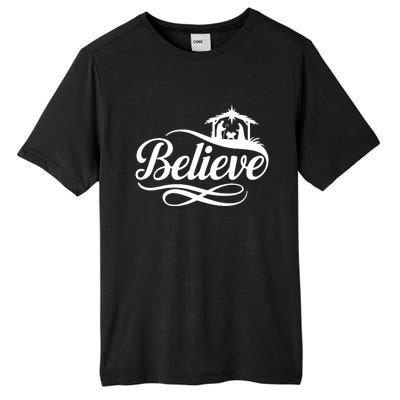 Believe Christmas Holiday Jesus Faith Xmas Holiday Tall Fusion ChromaSoft Performance T-Shirt