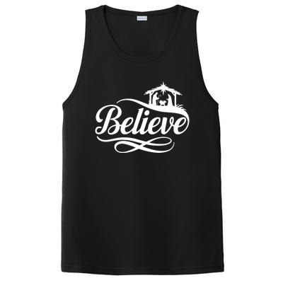 Believe Christmas Holiday Jesus Faith Xmas Holiday PosiCharge Competitor Tank