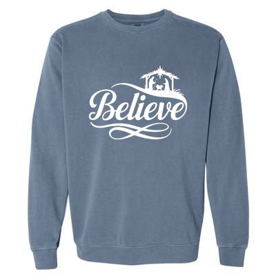 Believe Christmas Holiday Jesus Faith Xmas Holiday Garment-Dyed Sweatshirt