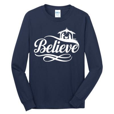 Believe Christmas Holiday Jesus Faith Xmas Holiday Tall Long Sleeve T-Shirt