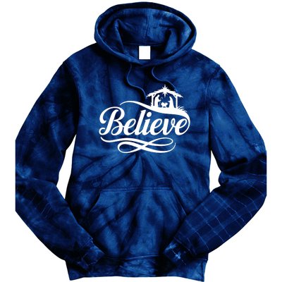 Believe Christmas Holiday Jesus Faith Xmas Holiday Tie Dye Hoodie